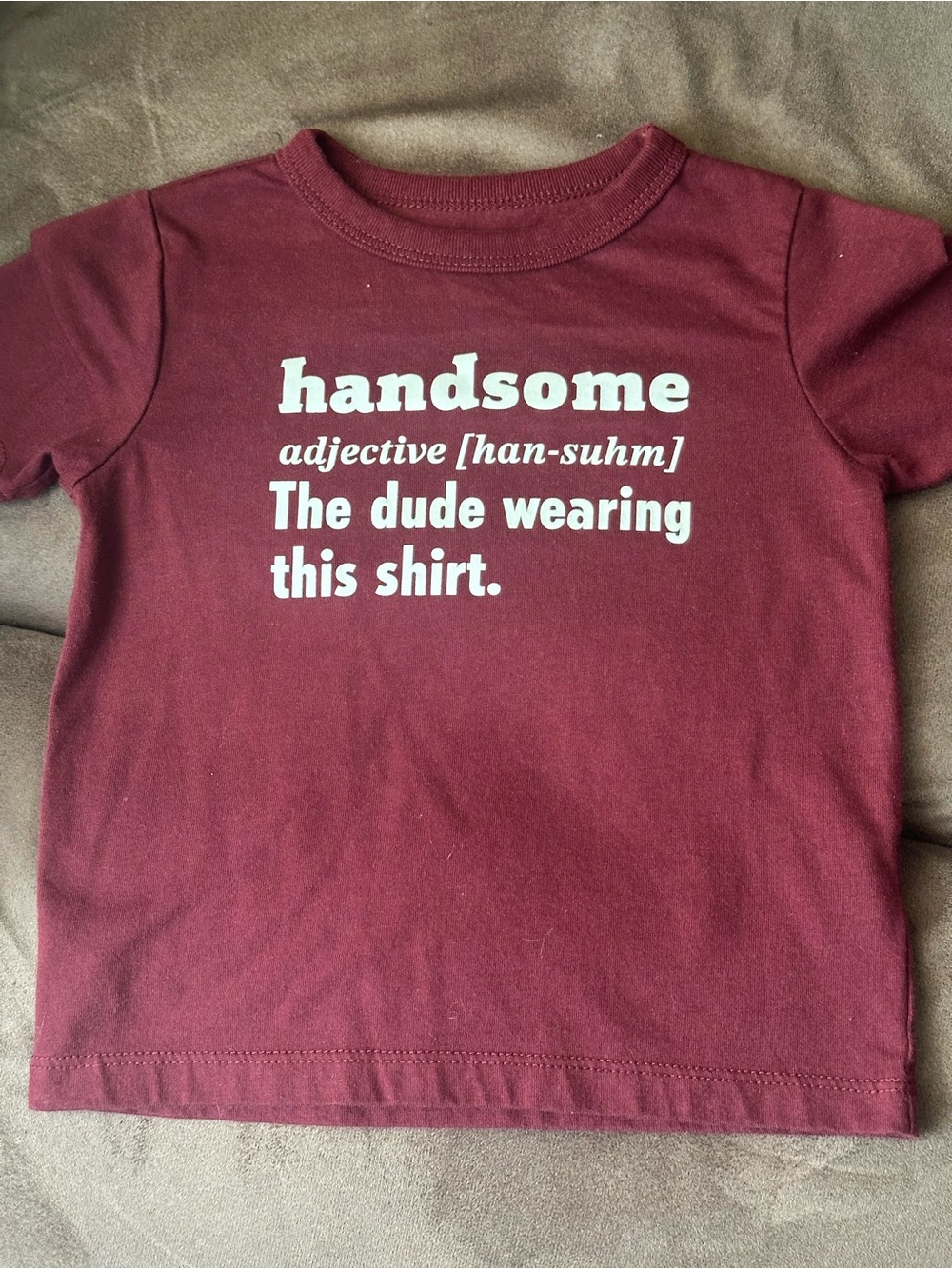 The Children's Place Maroon Tee with White 'handsome' Print